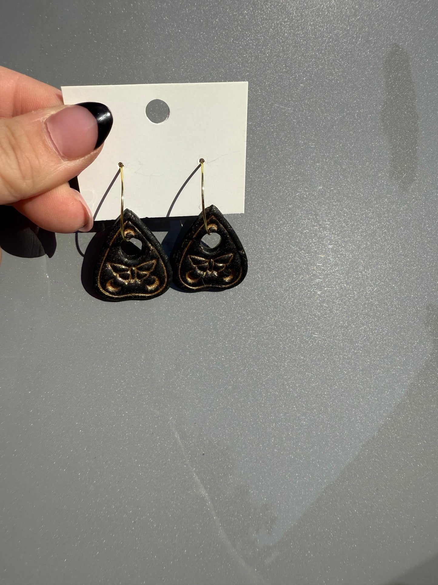 Gold planchette hoops